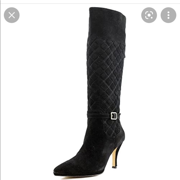 Andrienne Vittadini Jabine Faux Suede Quilted Pointy Toe Tall Boots - Picture 1 of 11